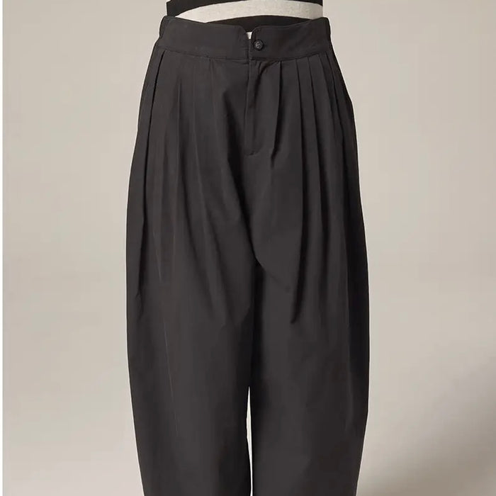 Amente-Back Elestic Pleated Pants