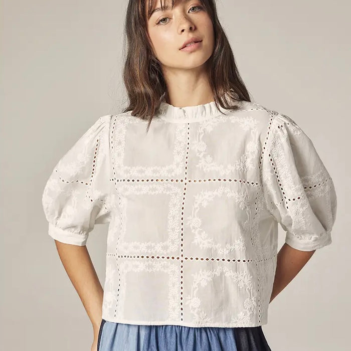 Amente- Puff Sleeve Tie Back Top