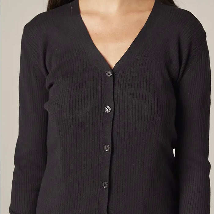Amente- V-Neck Cotton Line Rib Cardigan