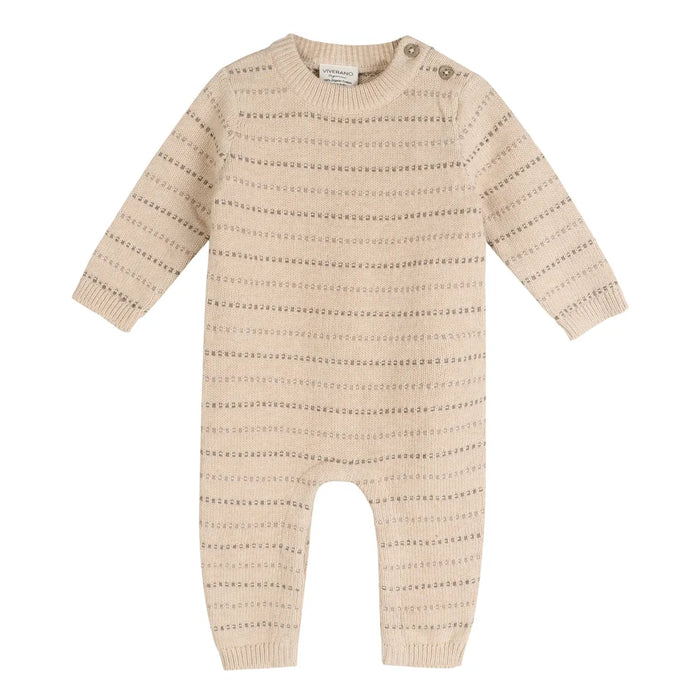Viverano Organics- Aiden Textured Stripe Knit Baby Jumpsuit (Organic Cotton)