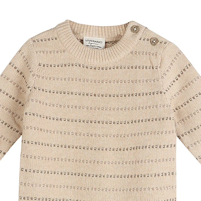 Viverano Organics- Aiden Textured Stripe Knit Baby Jumpsuit (Organic Cotton)