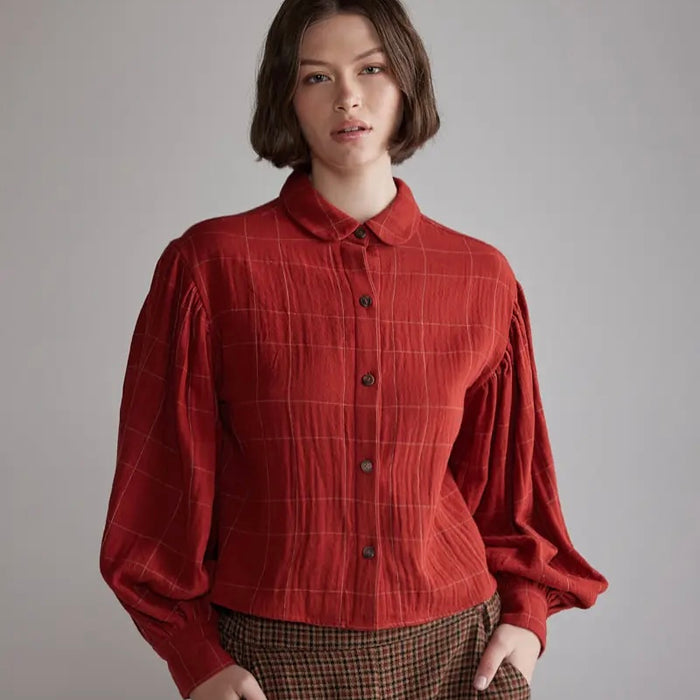Amente- Plaid Volume Blouse