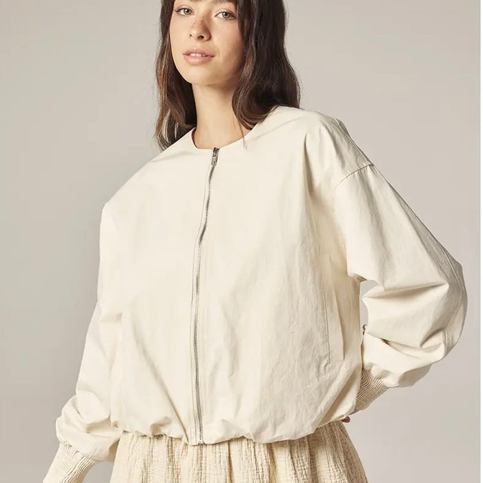 Amente-Smoked Sleeve Zip Up Jacket