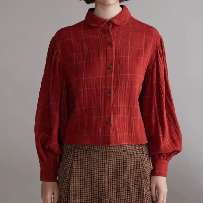 Amente- Plaid Volume Blouse