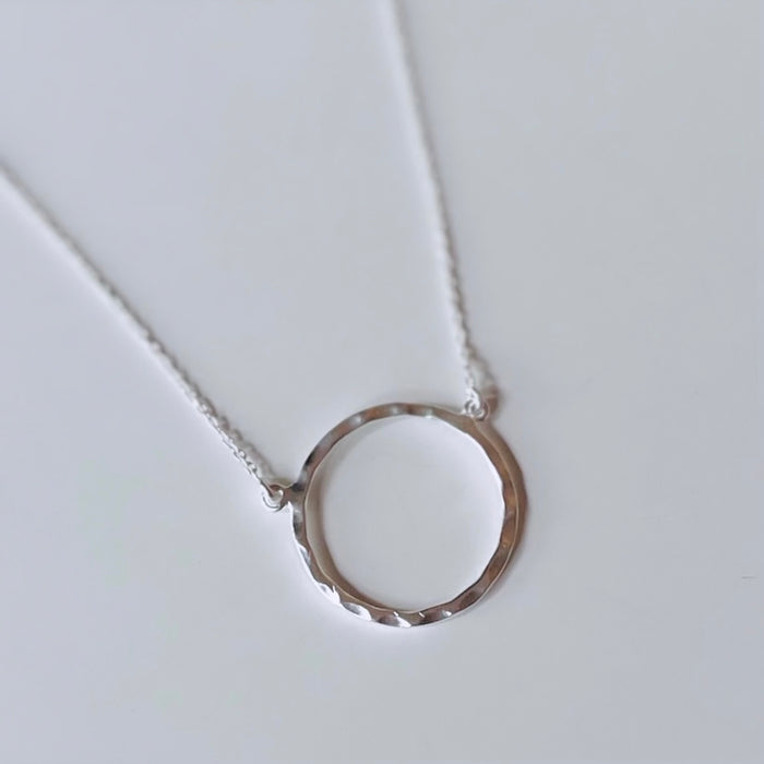 Hammered Circle Sterling Necklace