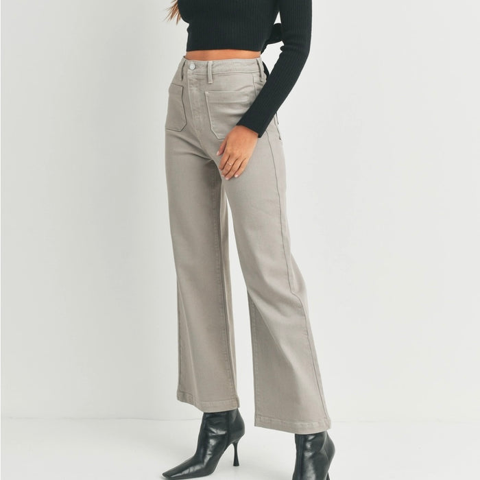 Just Black Denim- Moonstone - Patch Pocket Wide Leg