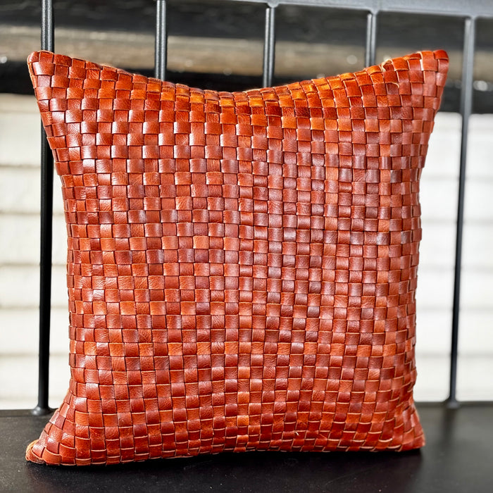 Braided Leather Throw Pillows