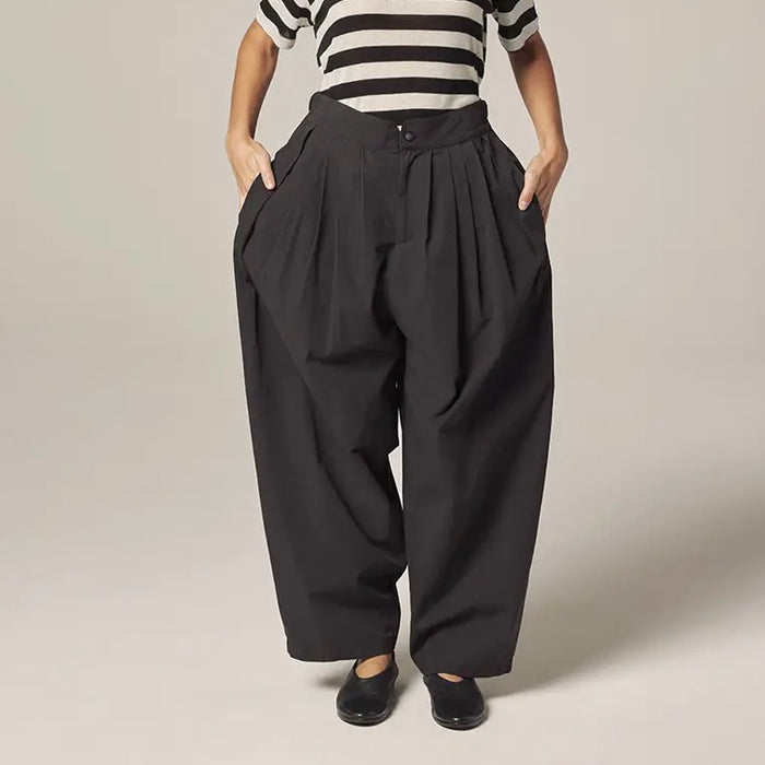 Amente-Back Elestic Pleated Pants