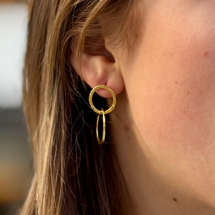 Double Hoop Hammered Earrings