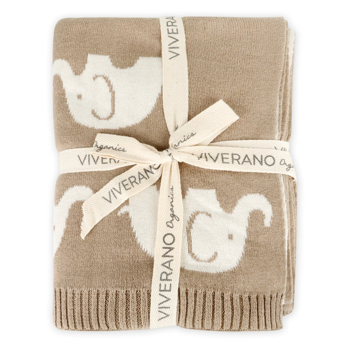 Viverano Organics- Elephant Trail - Organic Jacquard Knit Baby Blankets