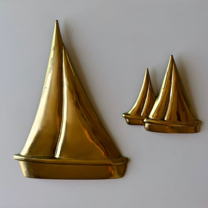 Pair of vintage Brass Sailboat Wall Decor