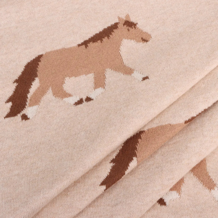 Viverano Organics-Pony Snuggles - Organic Cotton Jacquard Knit Baby Blanket