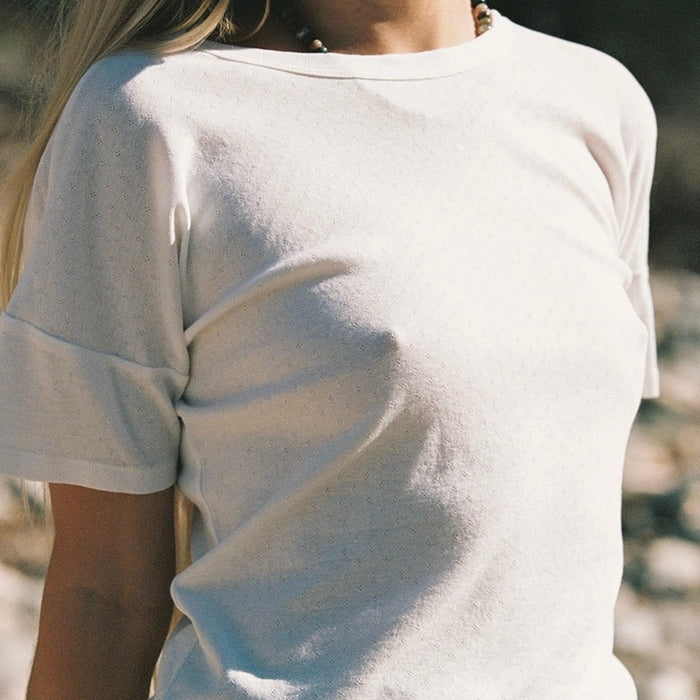 LA Relaxed- Petit Pointelle Tee Ivory