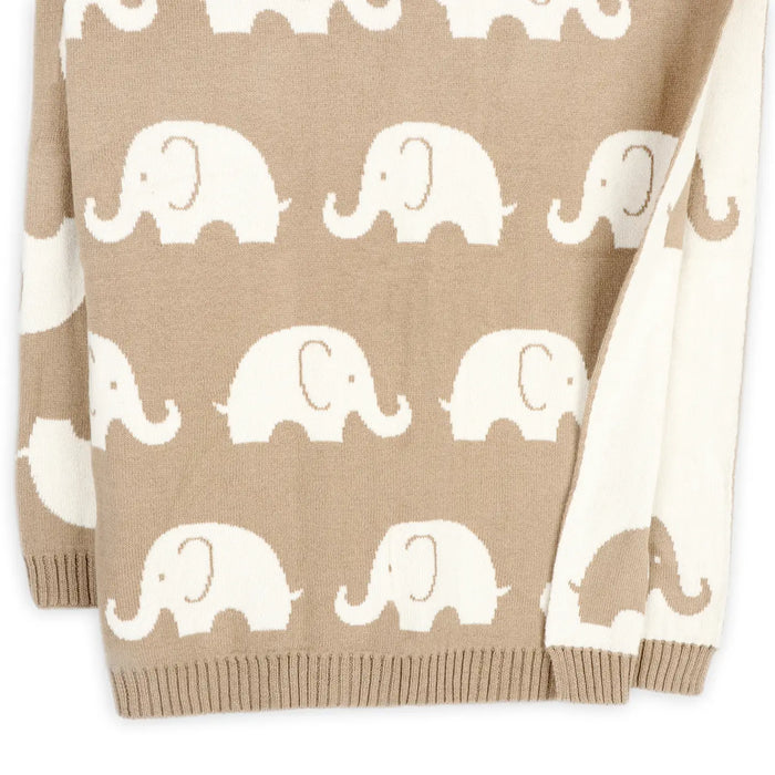 Viverano Organics- Elephant Trail - Organic Jacquard Knit Baby Blankets