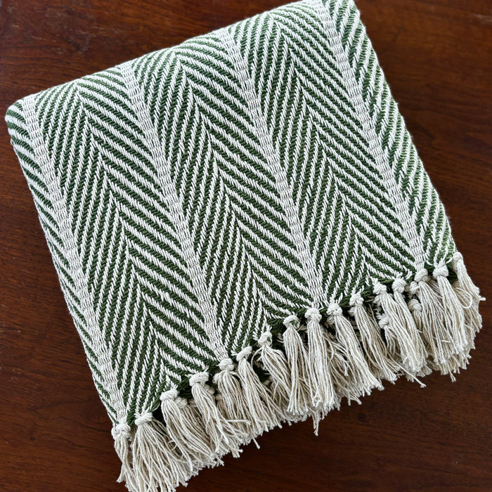 Olive Organic Cotton Throw Blanket