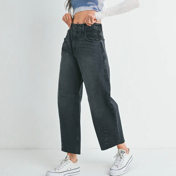 Just Black Denim- Barrel Jean w/ Seams Black