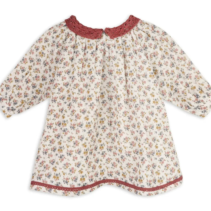 Viverano Organics-Floral Lace Collar Muslin Baby Dress & Bloomer