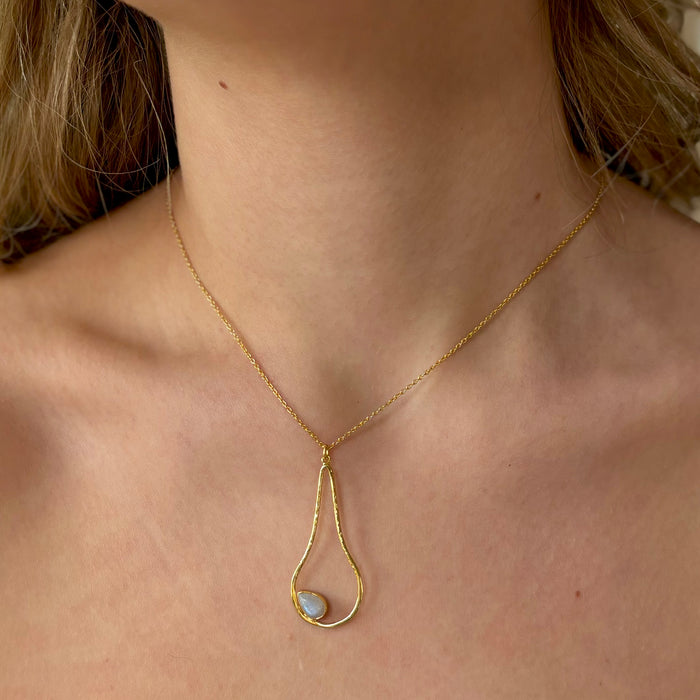 Gold + Moonstone Drop Necklace