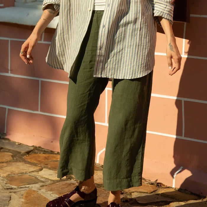 LA Relaxed- Washed Linen Trouser Olive