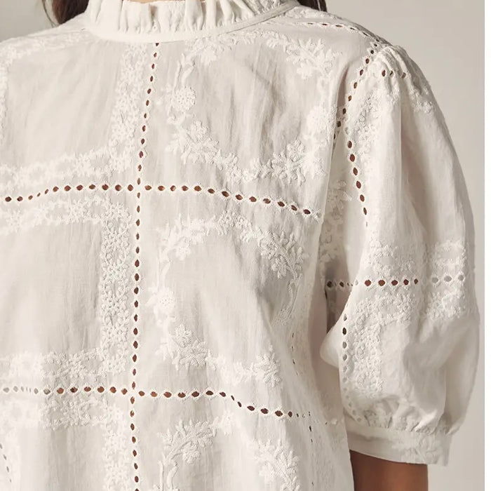 Amente- Puff Sleeve Tie Back Top