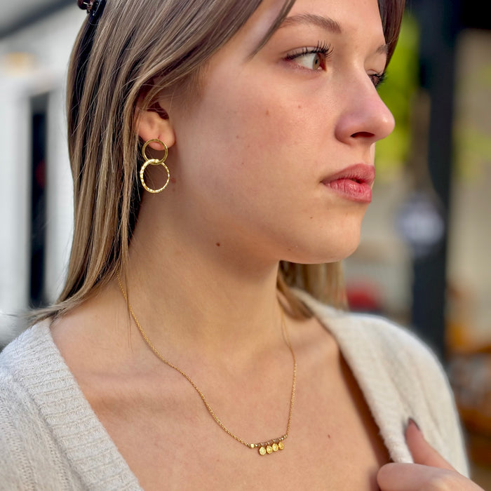 Gold + Peach Moonstone Bar Necklace