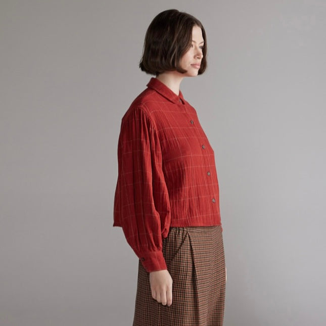Amente- Plaid Volume Blouse