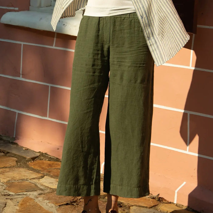 LA Relaxed- Washed Linen Trouser Olive