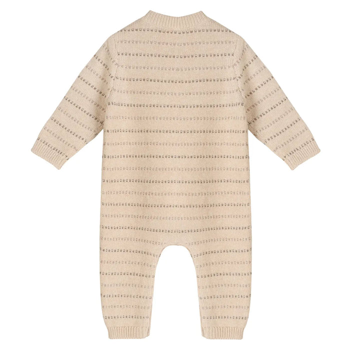 Viverano Organics- Aiden Textured Stripe Knit Baby Jumpsuit (Organic Cotton)