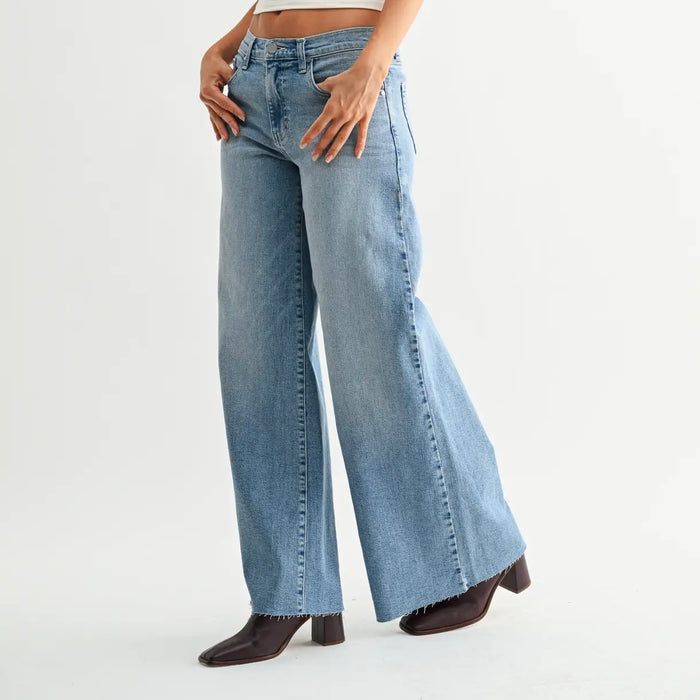 Just Black Denim- Super Wide Leg Stretch light wash