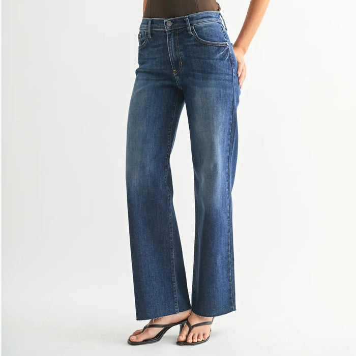 Just Black Denim- Slim Palazzo w/ Scissor Cut Hem - Dark Denim