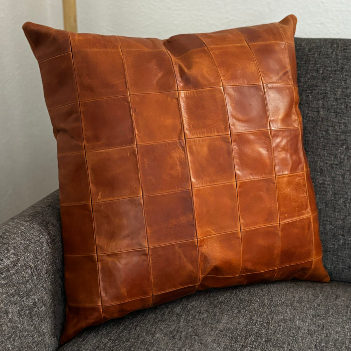 Patchwork Leather Pillow Cover