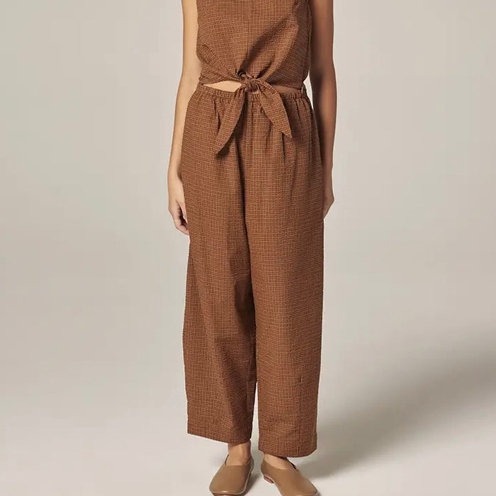 Amente- Plaid Drawstring Pants