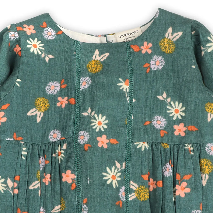 Viverano Organics-Bora Floral Baby Romper & Headband Set (Organic Muslin)
