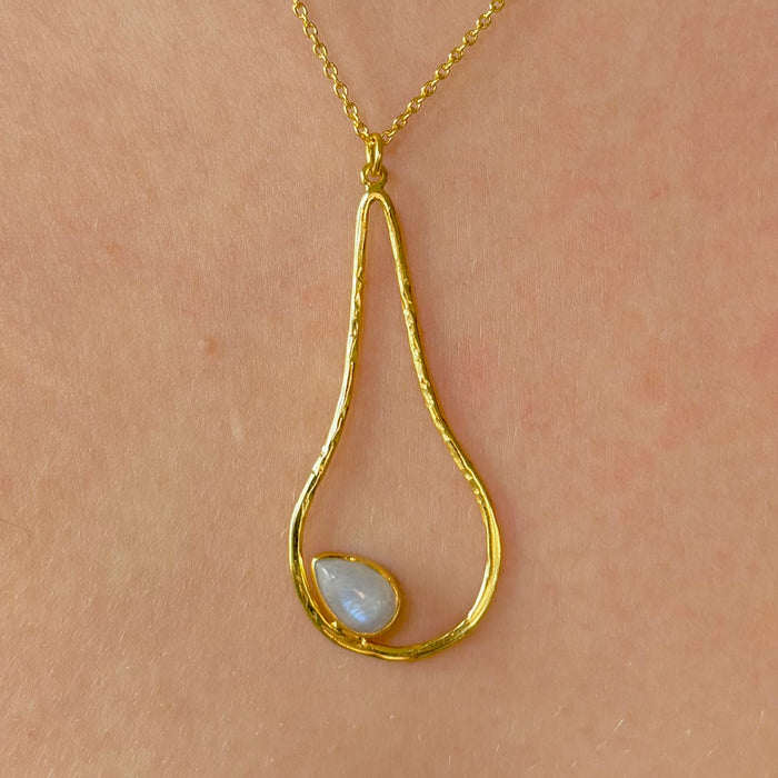 Gold + Moonstone Drop Necklace