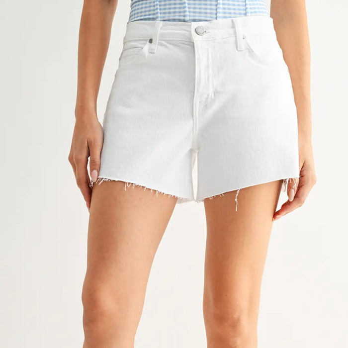 Just Black Denim- Mid Rise Stretch Short Optic White