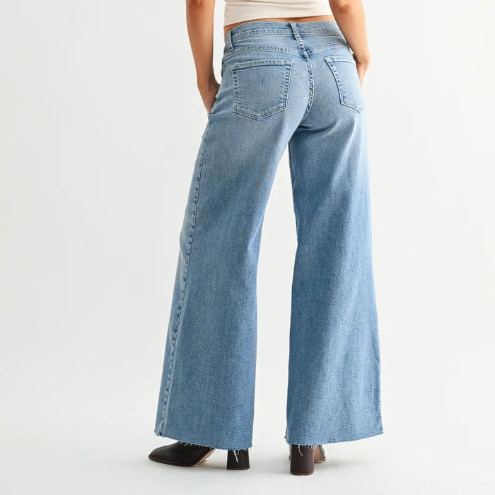Just Black Denim- Super Wide Leg Stretch light wash