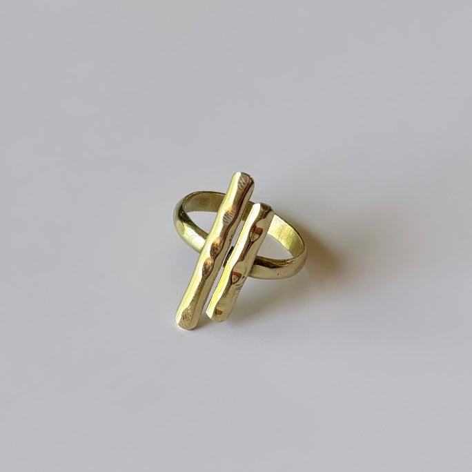 Brass Double Line Ring