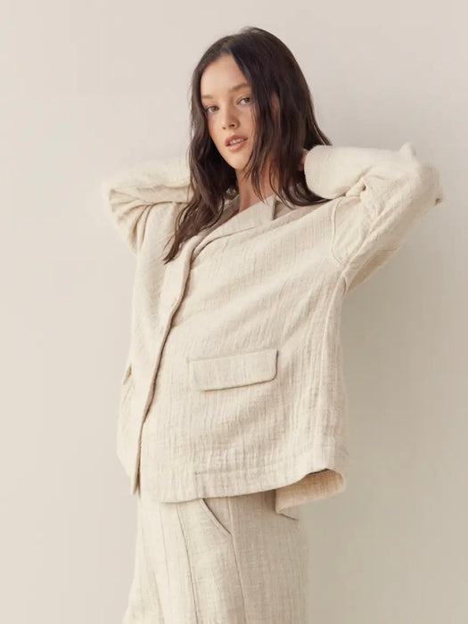 A Mente- Loose Fit Linen Cotton Blend Jacket