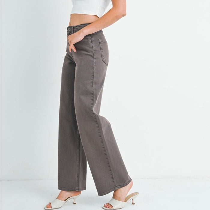 Just black Denim- Vintage Brown - Relaxed Wide Leg (extended length)