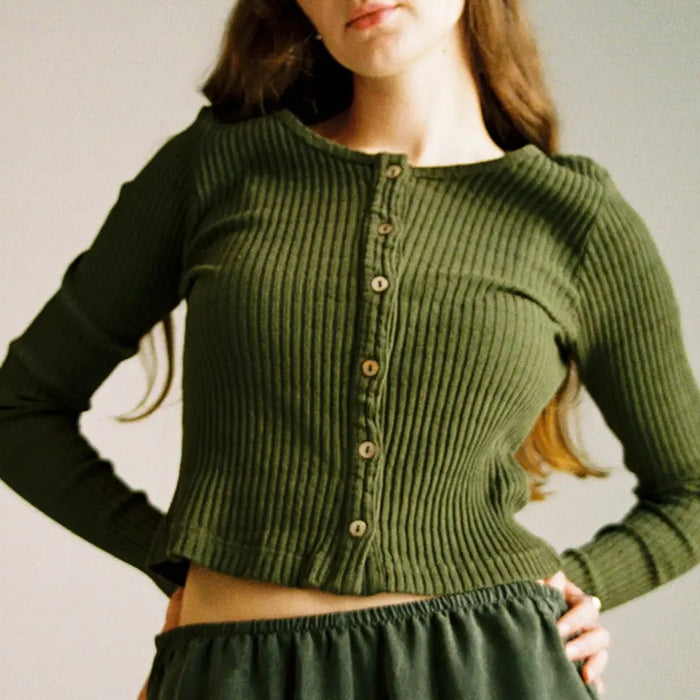 LA Relaxed-Pointelle Cardigan