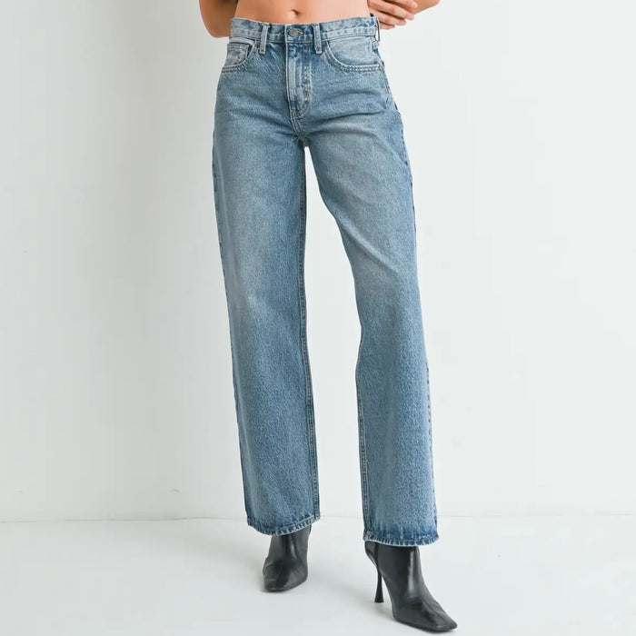 Just Black Denim- Relaxed Straight Medium Wash (extended length)