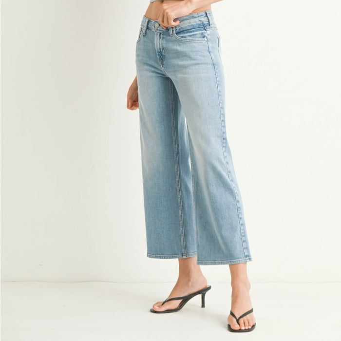 Just Black Denim- Mid Rise Slim Wide Leg /light wash