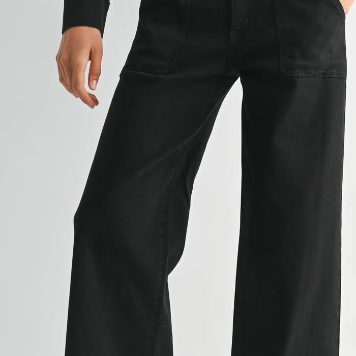 Just Black Denim- Petite Palazzo / Black