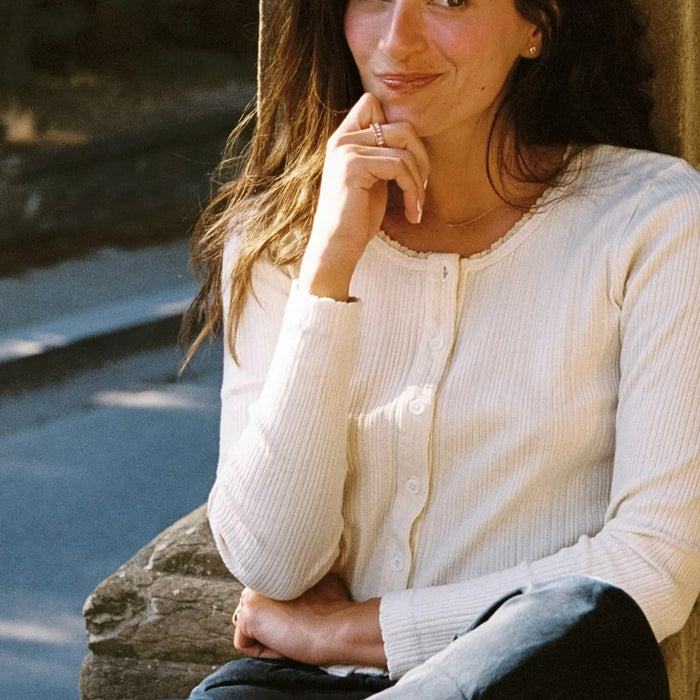 LA Relaxed-Posie Pointelle Cardigan