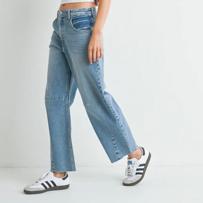 Just Black Denim- Barrel Jean w/ Seams / light wash
