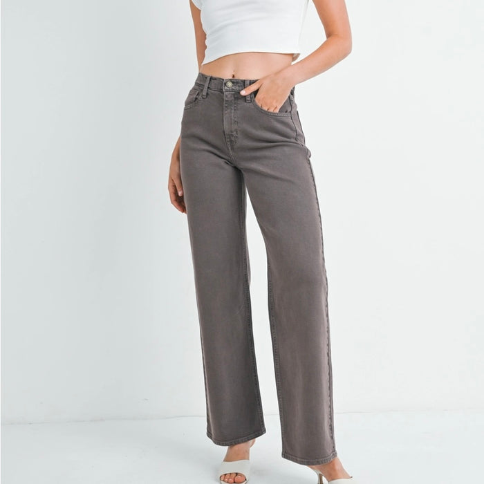 Just black Denim- Vintage Brown - Relaxed Wide Leg (extended length)