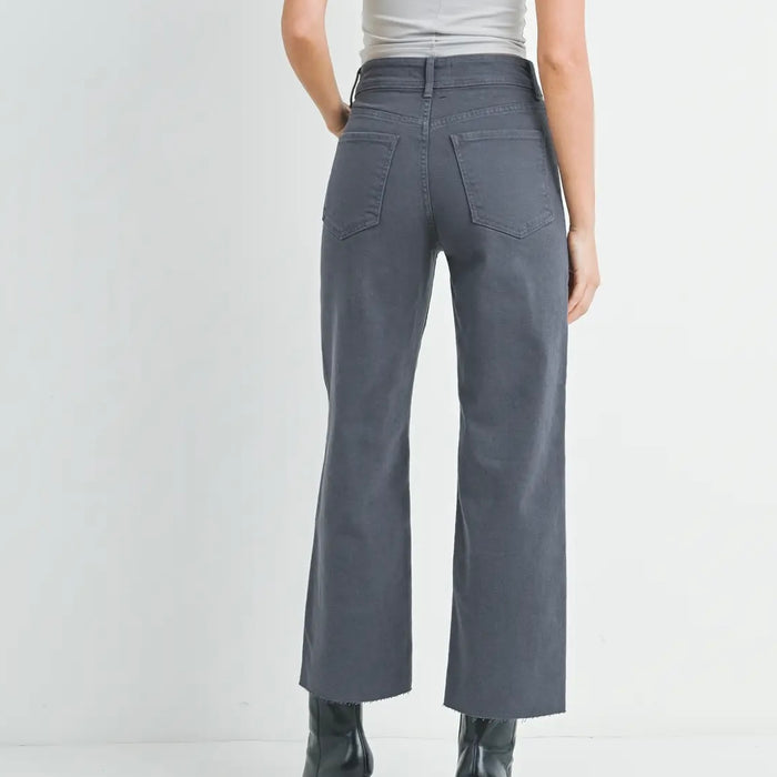 Just Black Denim- Charcoal - High Rise Utility Wide Leg