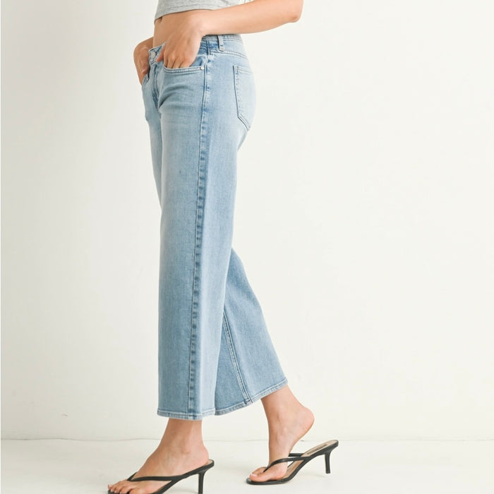 Just Black Denim- Mid Rise Slim Wide Leg /light wash