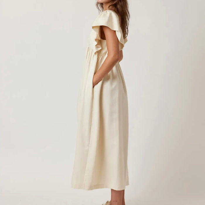 A Mente- Ruffle Sleeve Midi Dress