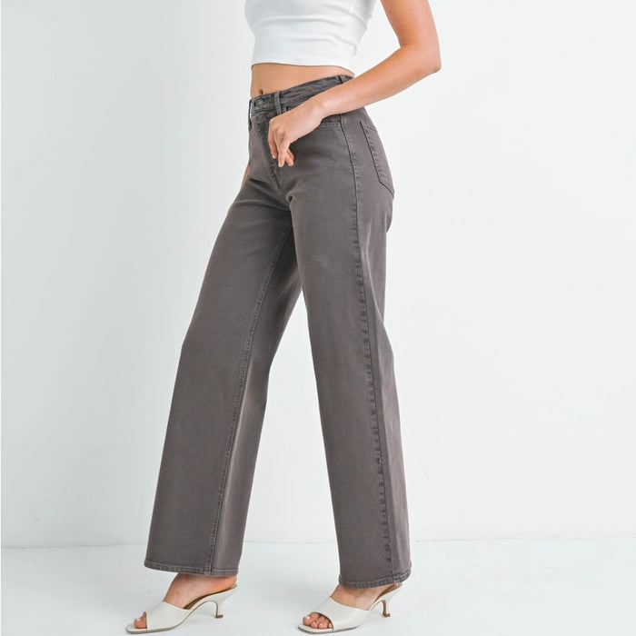 Just black Denim- Vintage Brown - Relaxed Wide Leg (extended length)